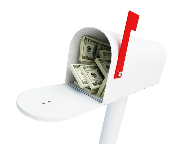 Briefkastenstapel voller Dollars — Stockfoto