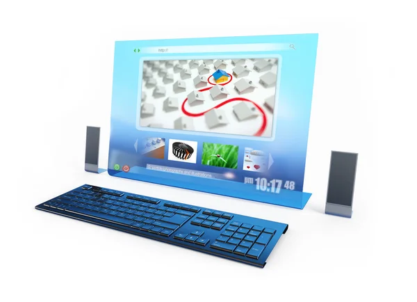 Computer monitor with a transparent — Stock Photo, Image