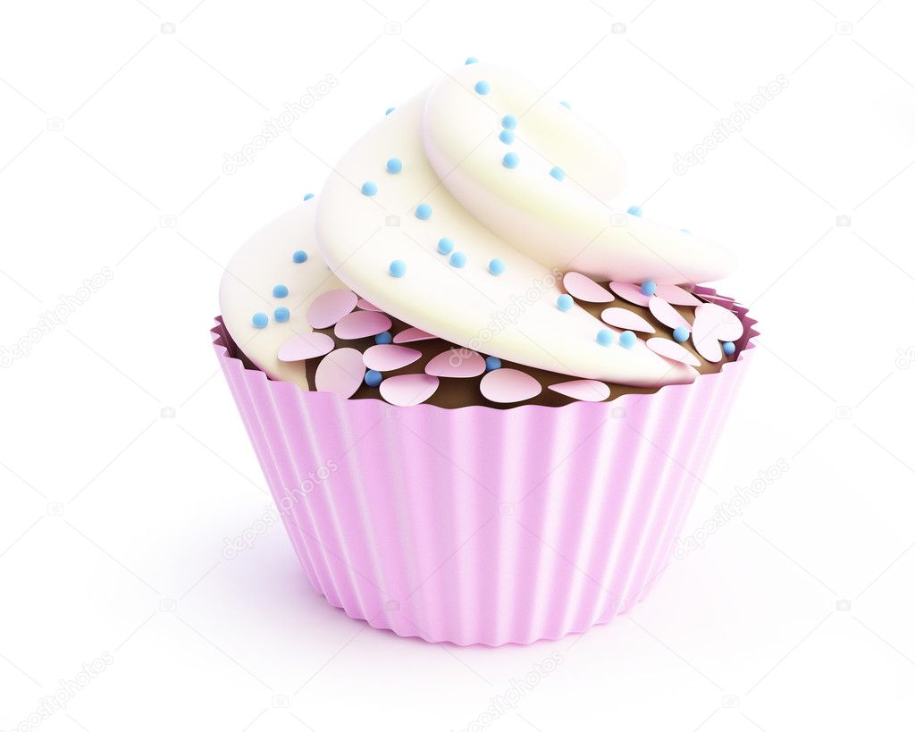 Cupcakes 3d on a white background