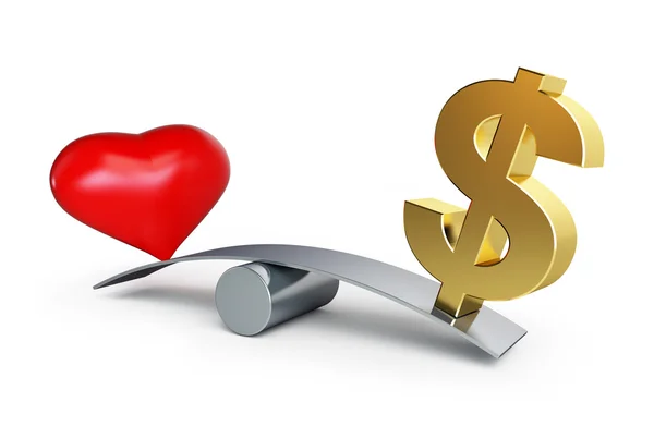stock image Love or money balances on a white background