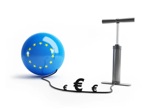 União Europeia bombear dinheiro do euro — Fotografia de Stock