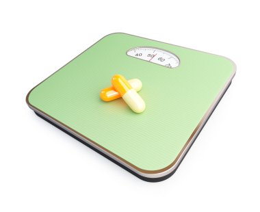 Pills on the floor scale clipart