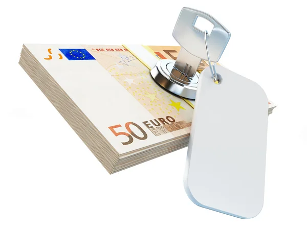 Key stacks of euro on a white background — Stock Photo, Image