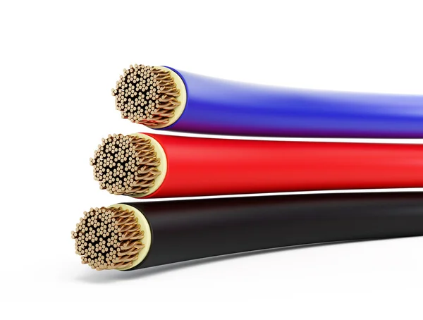 Zwarte Elektrische kabelproducten — Stockfoto