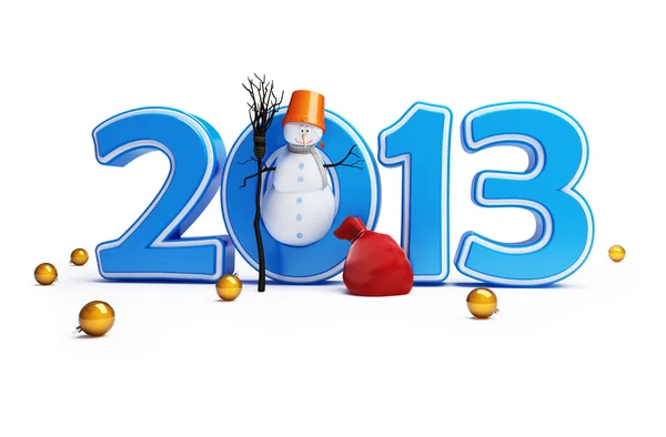 Sněhuláci šťastný nový rok 2013 na bílém pozadí — Stock fotografie