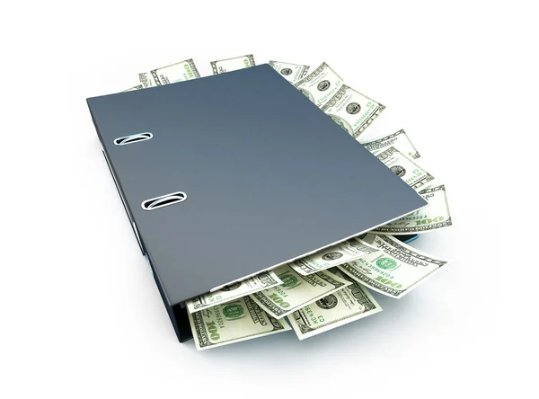 Office folder full of dollars — Stock Photo, Image