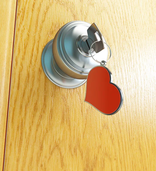 Kapı anahtar kalp — Stok fotoğraf