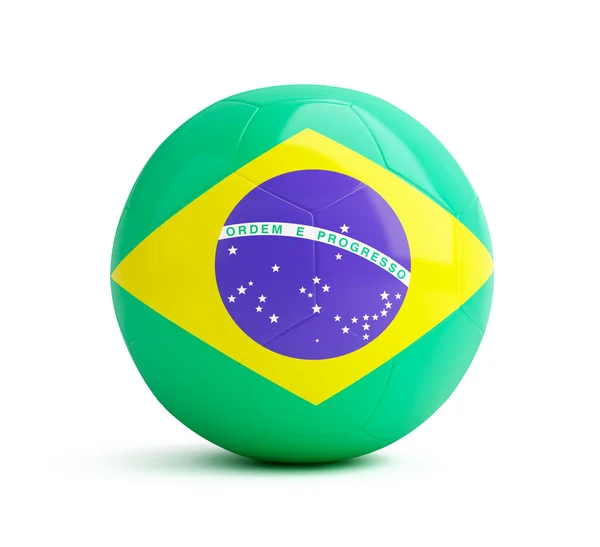 サッカー ボールの上のブラジルの国旗 — ストック写真