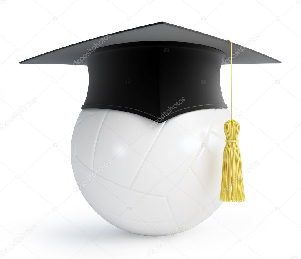 Volleyball ball graduation cap