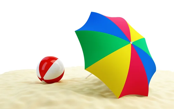 Beach ball umbrella beach — Stock Photo, Image