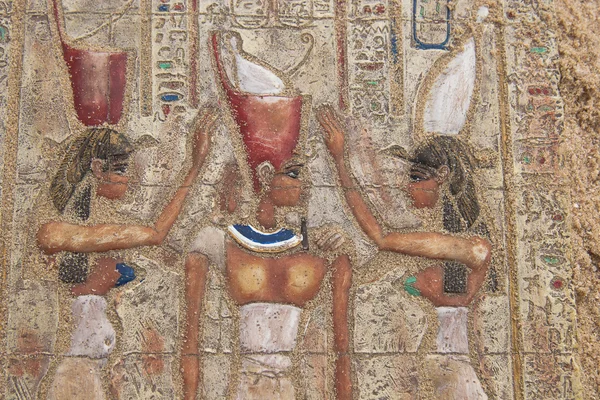 Ancient egyptian paintings on the stone plate — Stock Photo, Image