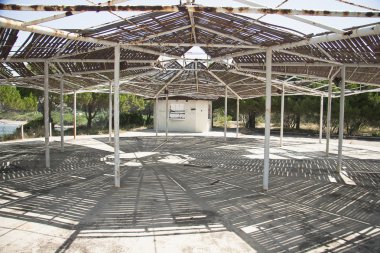 Wooden pavilion at the hill