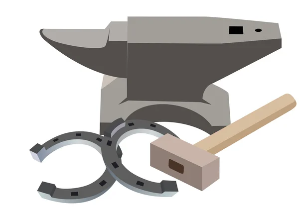 Anvil, hammer and a horseshoe — Stock Vector