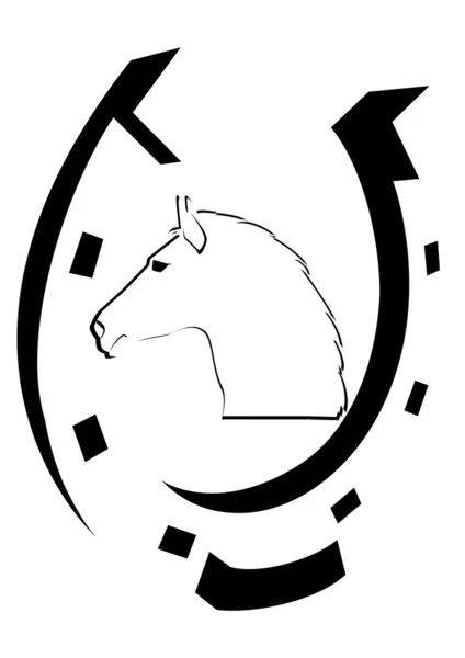 Hufeisen und der Kopf der weißen Pferde — Stockvektor