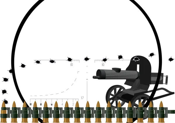 Ceinture de mitrailleuse et mitrailleuse — Image vectorielle