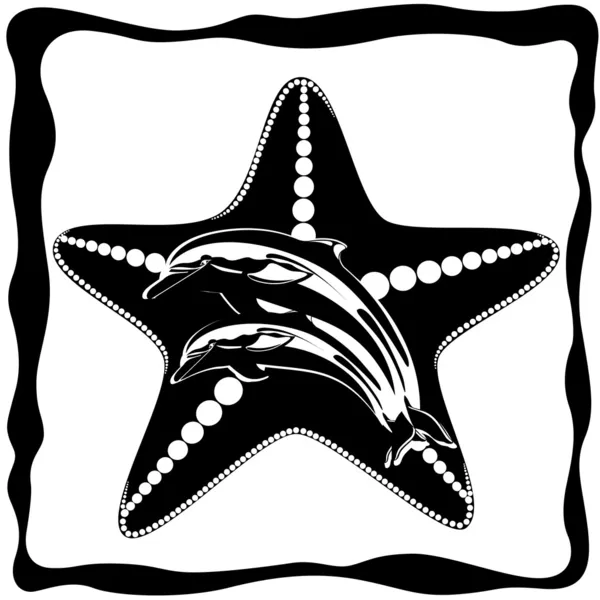 Delfin i rozgwiazdy — Wektor stockowy