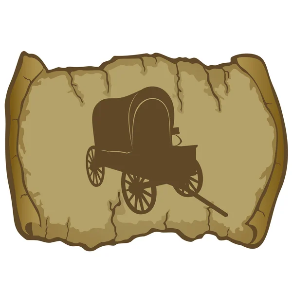 An old wagon and parchment — Stock Vector