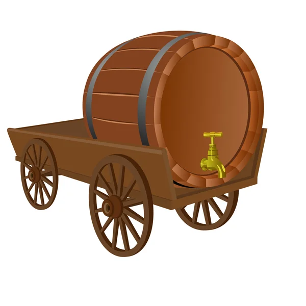 Cart with a keg — Stock Vector