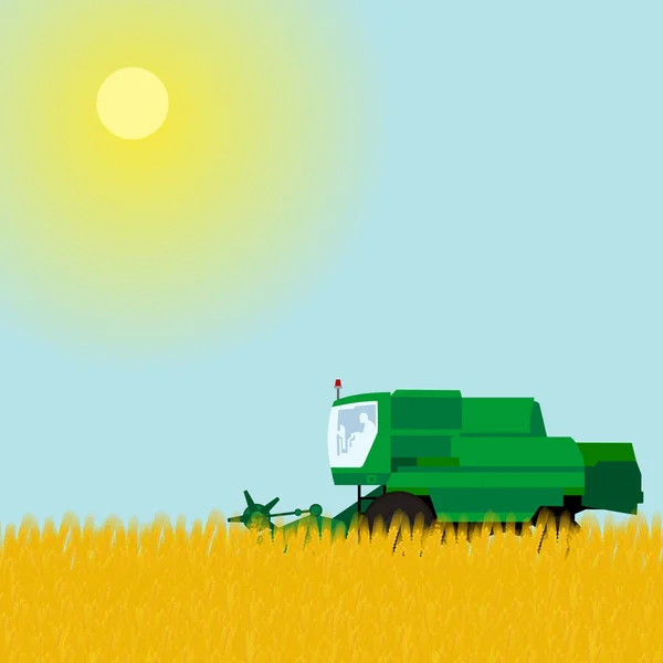 Combine in a wheat field — Stock Vector