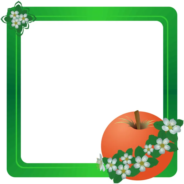 Frame with a red apple — Stock Vector
