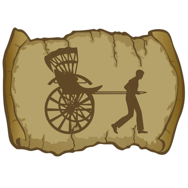 Rickshaw et parchemin — Image vectorielle