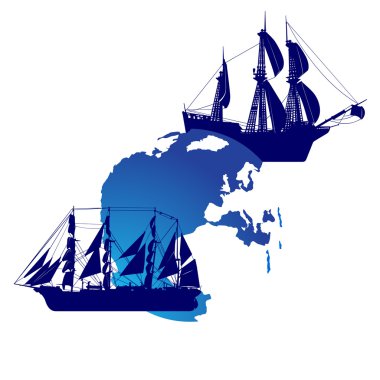 Sailing ships and land clipart