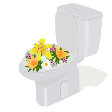 Flowers and toilet clipart