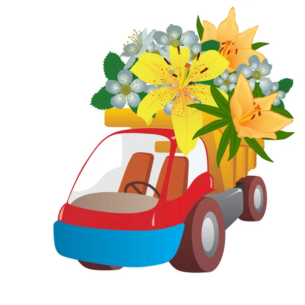 Araba ile çiçekler — Stok fotoğraf