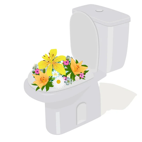 Çiçekler ve tuvalet — Stok Vektör