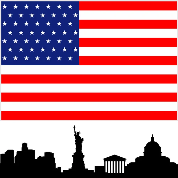 Flagga USA, och arkitekturen — Stock vektor