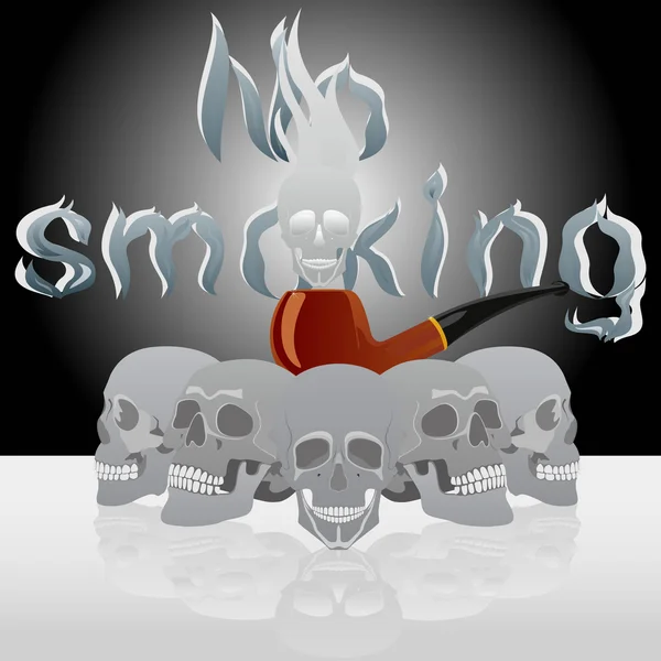 Skull and pipe smoking — Stock Vector