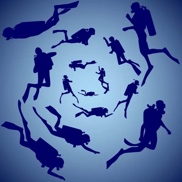 Groupe de plongeurs — Image vectorielle