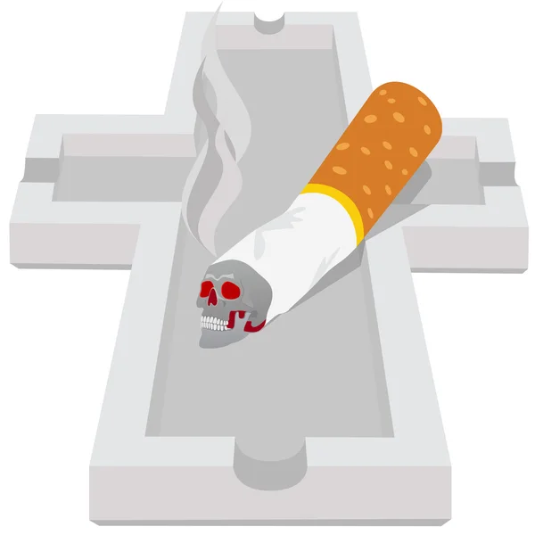 Cenicero con cigarrillo — Vector de stock
