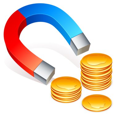 Magnet and coins. clipart