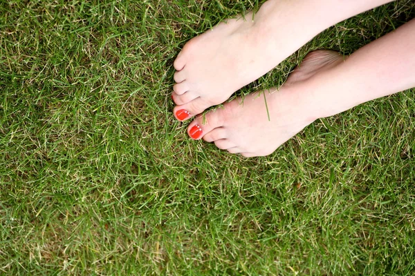 Legs and grass — Stock Photo, Image
