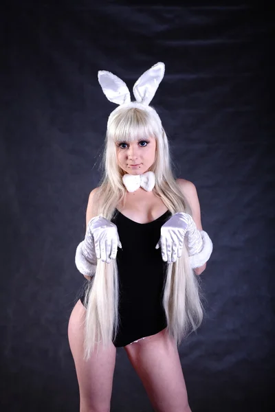 Una ragazza vestita come un coniglietto studio di tiro — Foto Stock