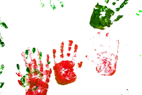 stock image Close up of colored hand print on white background