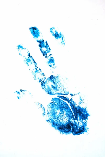 Κοντινό πλάνο χρωματισμένα χέρι εκτύπωση σε άσπρο φόντο — Φωτογραφία Αρχείου