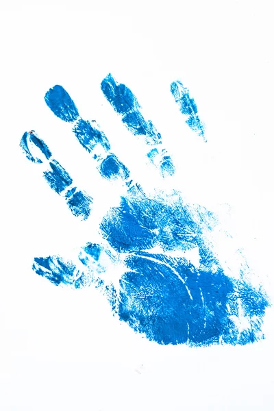 Close up of colored hand print on white background — Stock Photo, Image