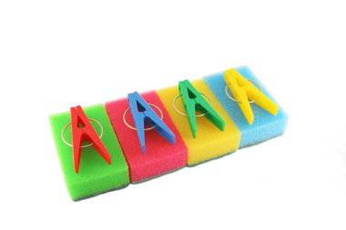 Color sponges and clothes-pegs clipart