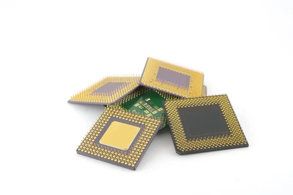 Staré mikroprocesory přes bílý — Stock fotografie