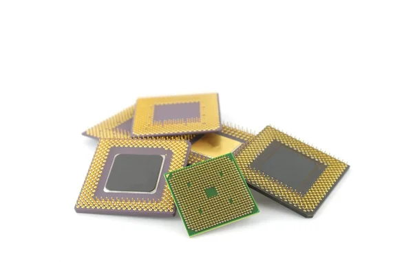 白上六个微处理器 — 图库照片