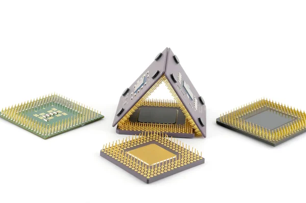Old microprocessors in the form of a prism — Stock Photo, Image