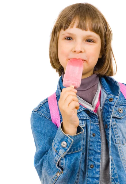 Щаслива дівчина з водяним морозивом — стокове фото
