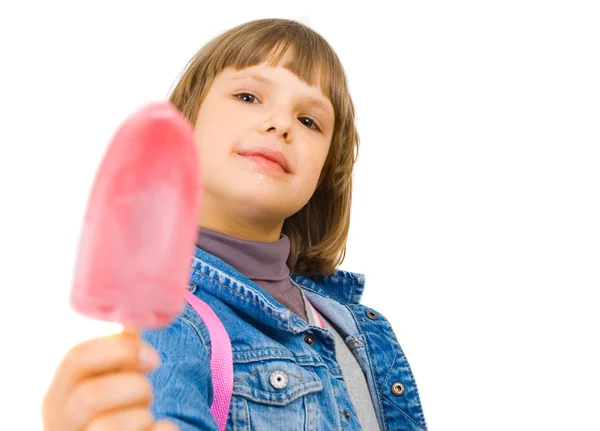 Menina feliz com sorvete de água — Fotografia de Stock
