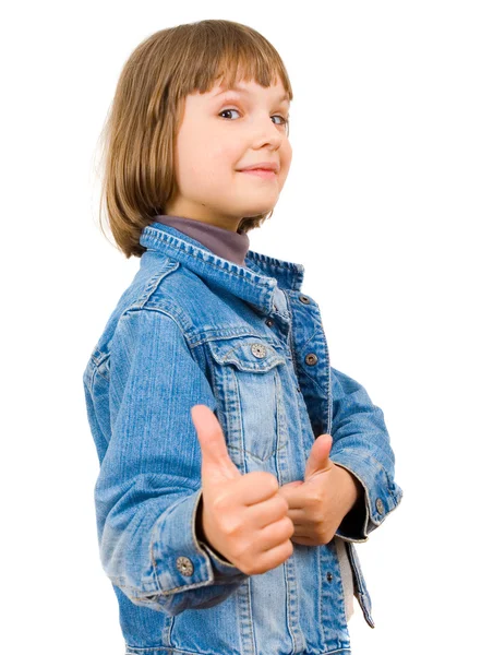 Girl showing thumbs up — Stock Photo, Image