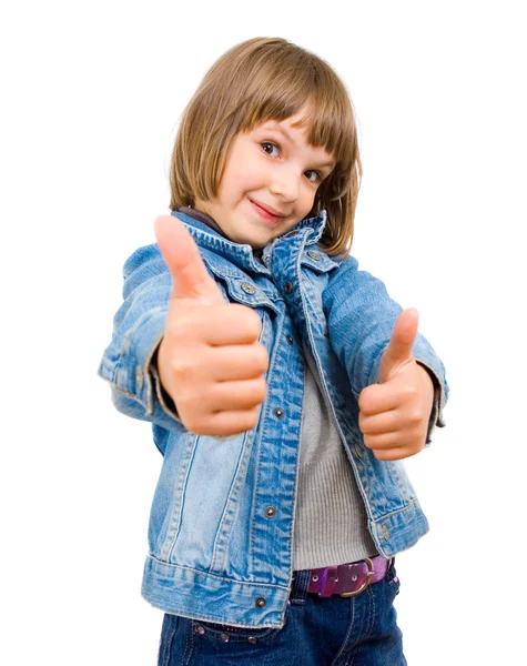 Girl showing thumbs up — Stock Photo, Image
