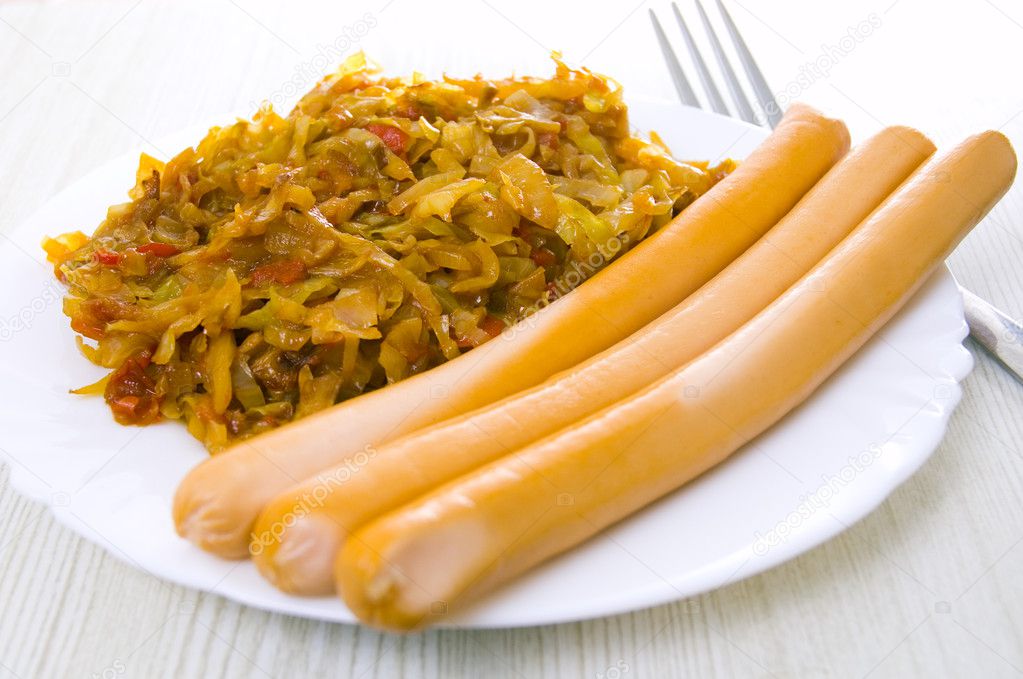 Sausages with cabbage