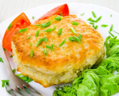 Potato pancake stuffed with meat clipart