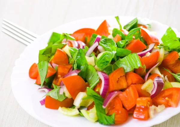 Fresh vegetable salad with basil — Stock Photo, Image